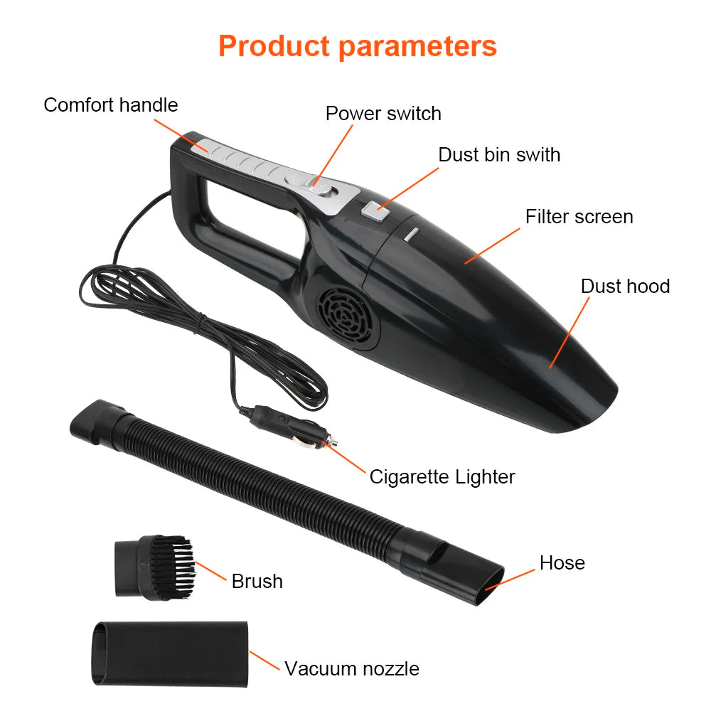 Car Vacuum 12V 120W Wet/Dry Dual-Use Handheld Cleaner